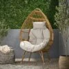 Serina Outdoor Wicker Teardrop Chair With Cushion - Beige/Light Brown - Christopher Knight Home