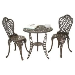 Cole 3pc Cast Aluminum Patio Bistro Set - Bronze - Christopher Knight Home