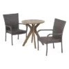 Sanders 3pc Acacia Wood & Wicker Bistro Set - Gray - Christopher Knight Home