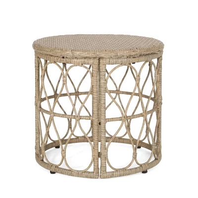 Bruce Outdoor Wicker Round Side Table Light Brown - Christopher Knight Home 4 Bruce Outdoor Wicker Round Side Table Light Brown - Christopher Knight Home - Image 4