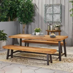 Carlisle 3pc Acacia Wood Picnic Dining Set - Christopher Knight Home -Knight Outdoor Cheap Store GUEST f3ff523e faf7 45f2 a091 8cfc9fe02276