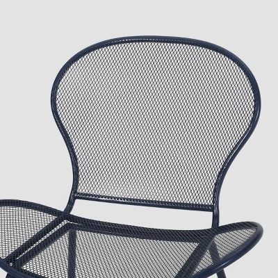 Nevada 2PK Iron Club Chair Matte Navy Blue - Christopher Knight Home 2 Nevada 2PK Iron Club Chair Matte Navy Blue - Christopher Knight Home - Image 2