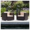 Murano Set Of 2 Wicker Patio Club Chairs With Cushions - Brown - Christopher Knight Home