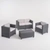 Waverly 4pc All Weather Faux Wicker Patio Chat Set - Dark Gray/Gray - Christopher Knight Home