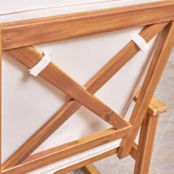 Candel Acacia Wood Rocking Patio Chair Teak / Cream - Christopher Knight Home -Knight Outdoor Cheap Store GUEST f78b88a3 781a 40ad b0ce fb3cb3ac6c0d