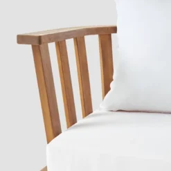 Barton 2pc Acacia Wood Club Chair & Table Set - Teak/White - Christopher Knight Home -Knight Outdoor Cheap Store GUEST f794c85d 40ed 4c50 a363 7ba8865703df