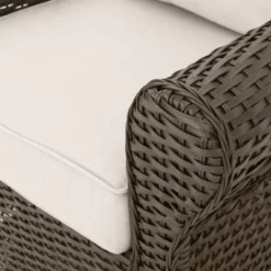 Amaya 5pc Outdoor 4 Wicker Swivel Chair & Fire Pit Set - Dark Brown/Beige/Matte Black - Christopher Knight Home -Knight Outdoor Cheap Store GUEST f82de802 6b29 4fcf bcb8 920b668a4aed