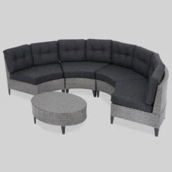Navagio 5pc Wicker Sofa Set Gray/Dark Gray - Christopher Knight Home
