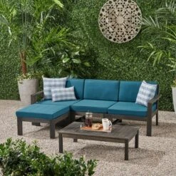 5pc Santa Ana Acacia Wood Patio Sofa Sectional Set - Christopher Knight Home -Knight Outdoor Cheap Store GUEST fb229e4b 75f8 4d02 ad56 5a007d7ca844