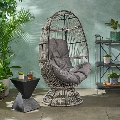 Pintan Wicker Swivel Egg Chair - Christopher Knight Home 1 Pintan Wicker Swivel Egg Chair - Christopher Knight Home