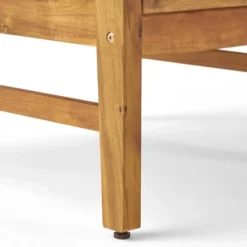 Perla 5pc Acacia Wood Sofa With Rectangular Fire Table - Teak/Cream/Light Gray - Christopher Knight Home -Knight Outdoor Cheap Store GUEST fb6789cb fa91 43d9 8583 34f7b55835d2