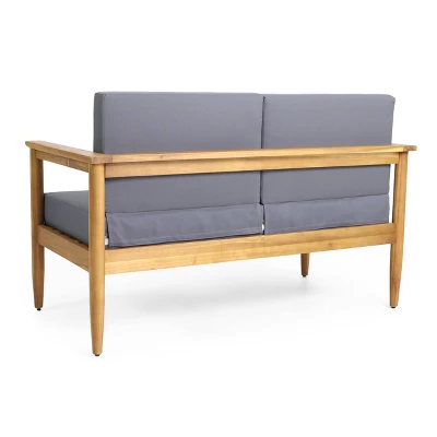 5pc Magnolia Patio Acacia Wood 7 Seater Chat Set - Teak/Dark Gray - Christopher Knight Home 2 5pc Magnolia Patio Acacia Wood 7 Seater Chat Set - Teak/Dark Gray - Christopher Knight Home - Image 2