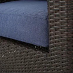 Darius 5pc Outdoor Set With 4 Wicker Swivel Chairs & Fire Pit Set - Brown/Navy/Hammered Bronze - Christopher Knight Home -Knight Outdoor Cheap Store GUEST fe63134c 167f 4023 9e88 b6984e5be54a