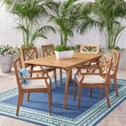 Mesa 7pc Acacia Wood Patio Dining Set - Christopher Knight Home -Knight Outdoor Cheap Store GUEST fe779f22 1acf 4e2d 8b4d dd40c709de8c